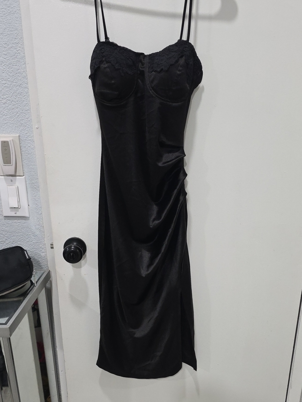 Black Lace-Trim Slip Dress - Women